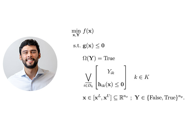 Photo of Daniel Ovalle. Mathematical equations.